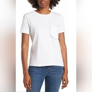 Ruffle pocket classic white tee